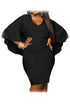 Black Textured Knit Flattering Cape Dress